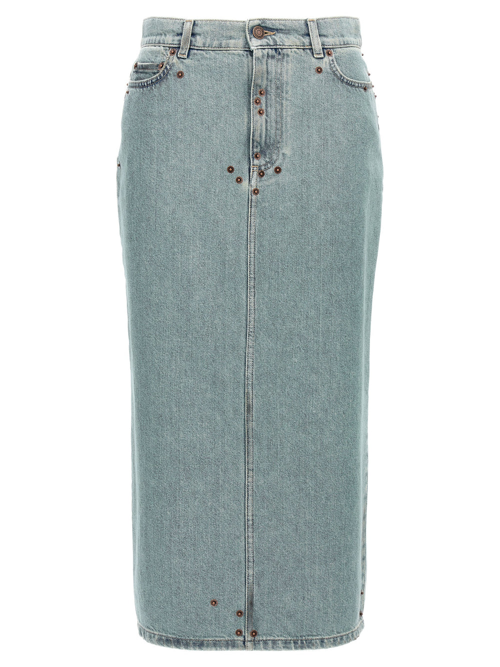 Blue Cotton Midi Skirt