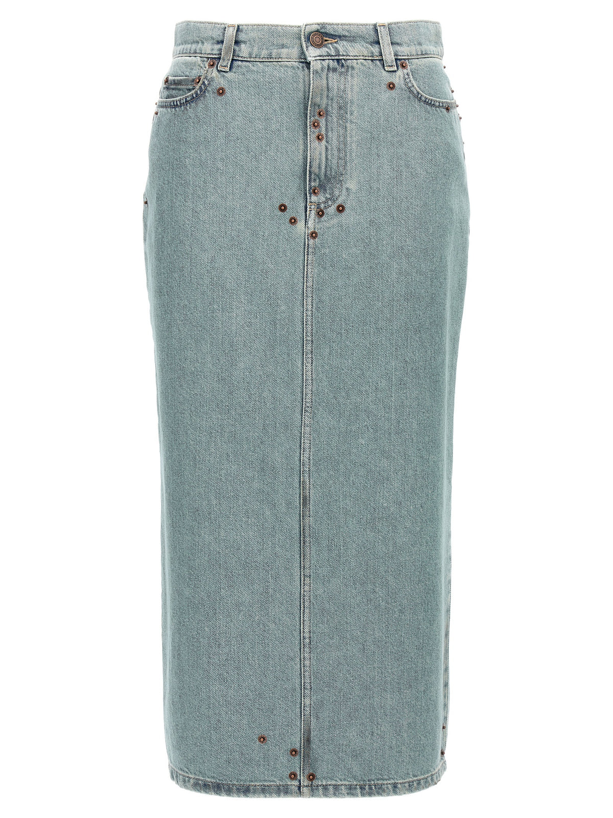 Blue Cotton Midi Skirt