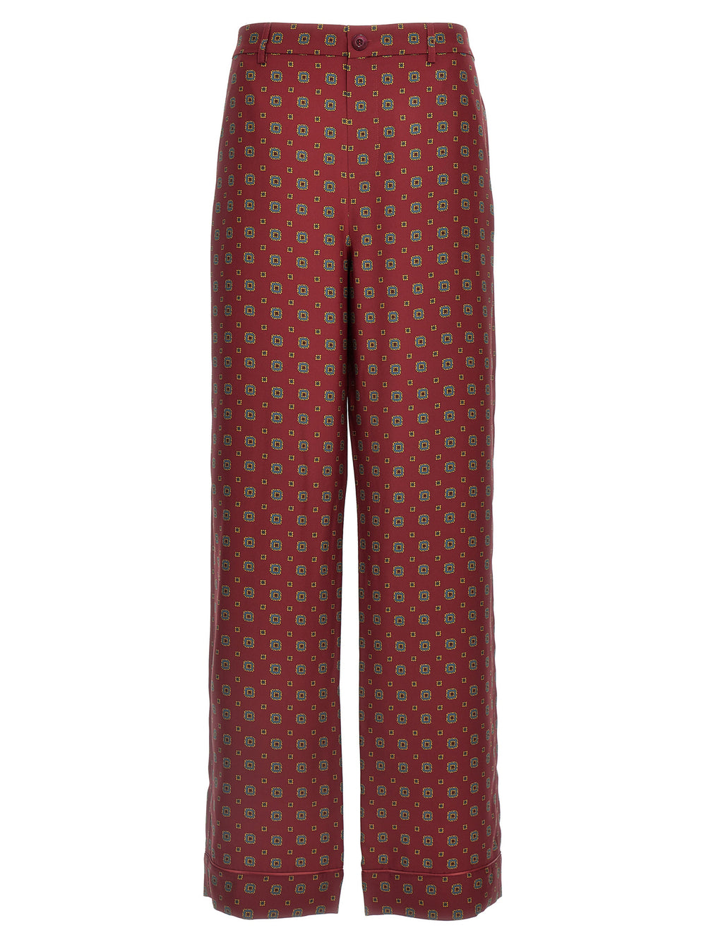 Bordeaux Silk Casual Pants