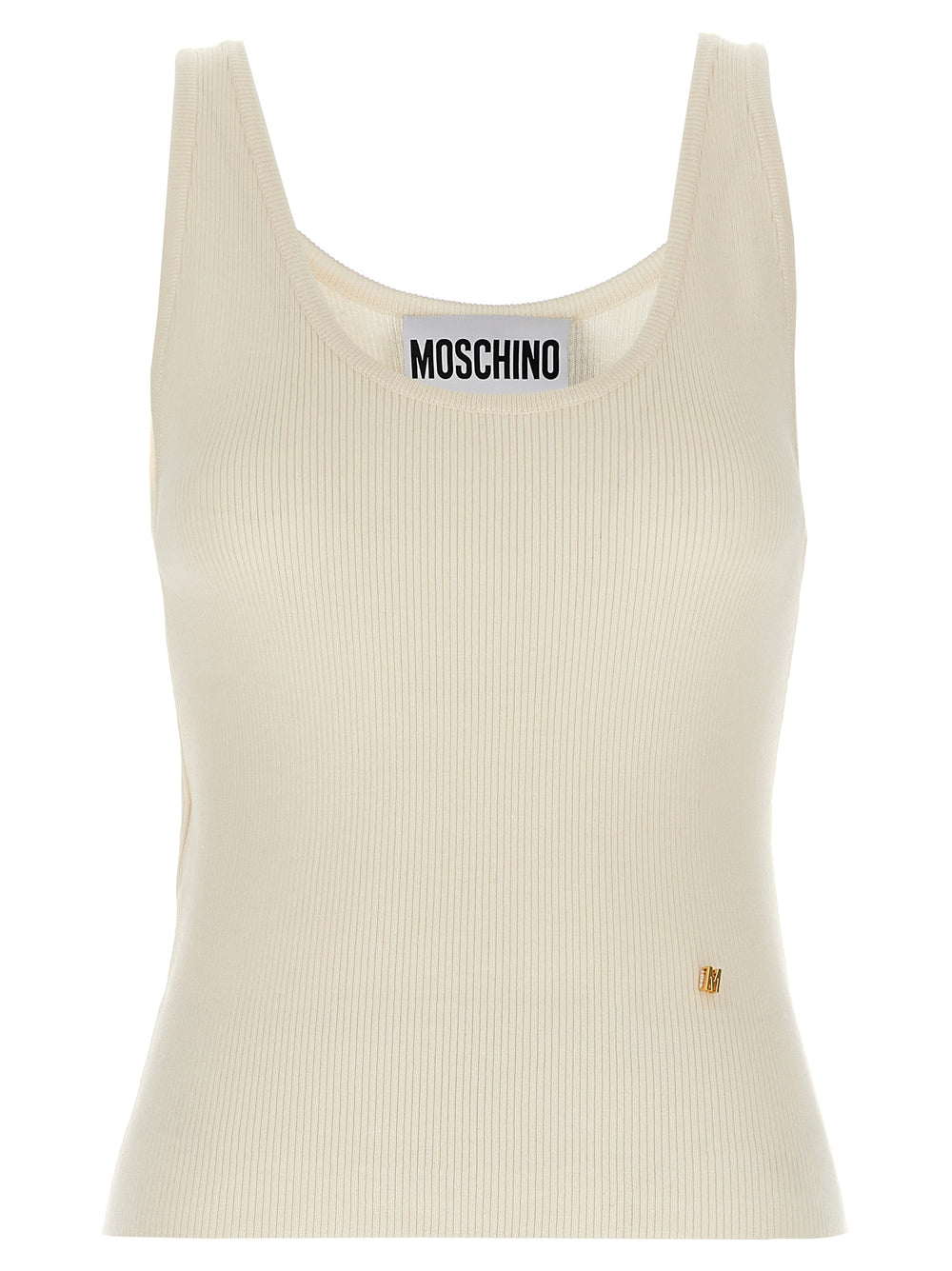 White Virgin Wool Sleeveles T-Shirt