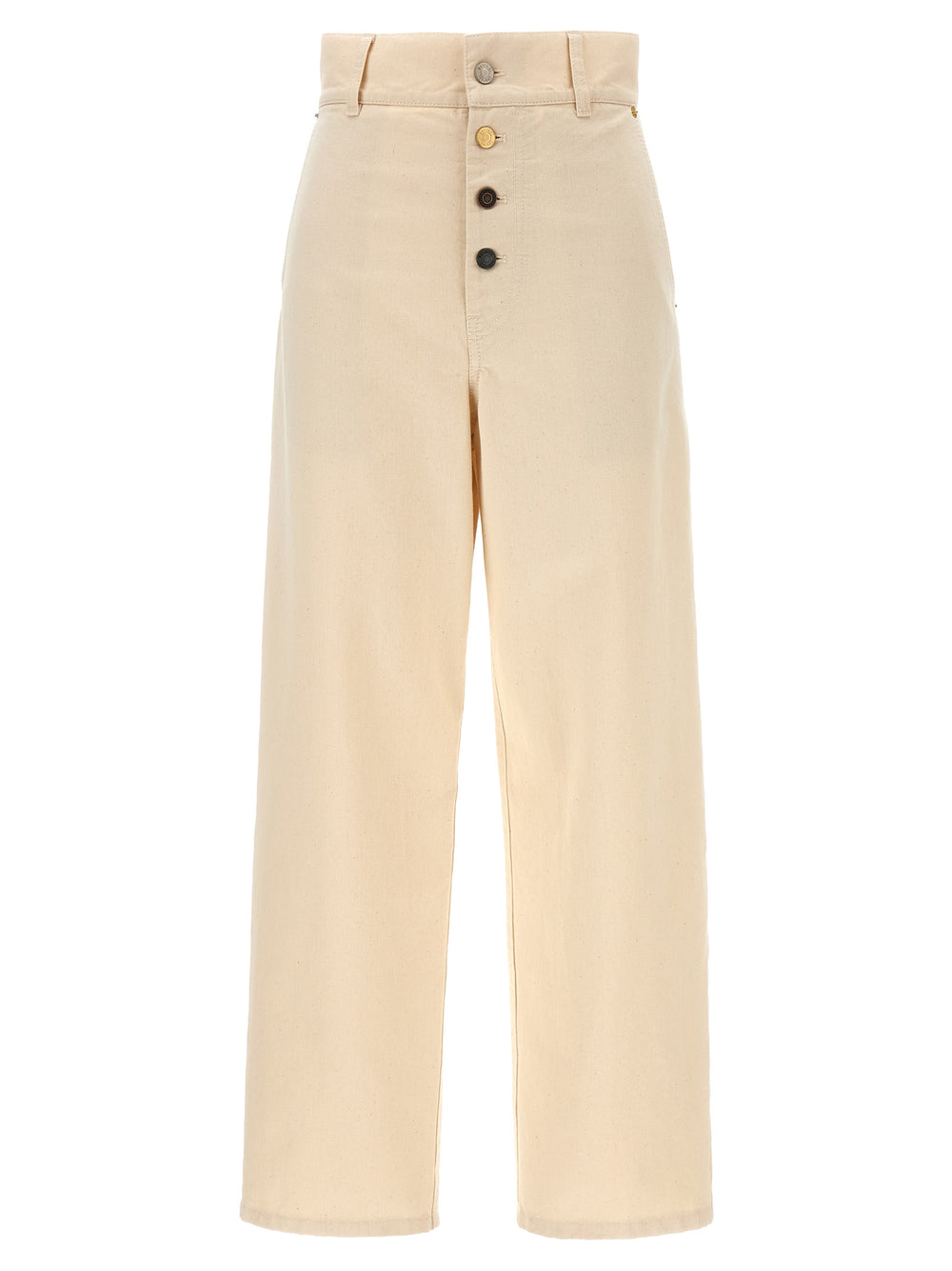 Beige Cotton Casual Pants