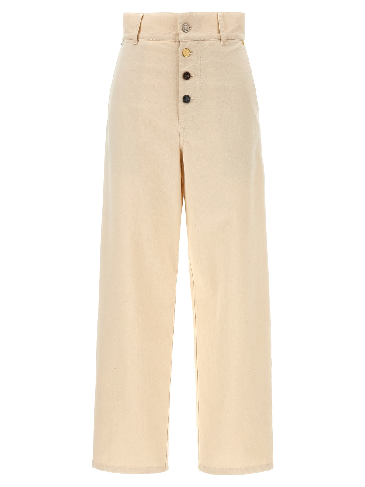 Beige Cotton Casual Pants