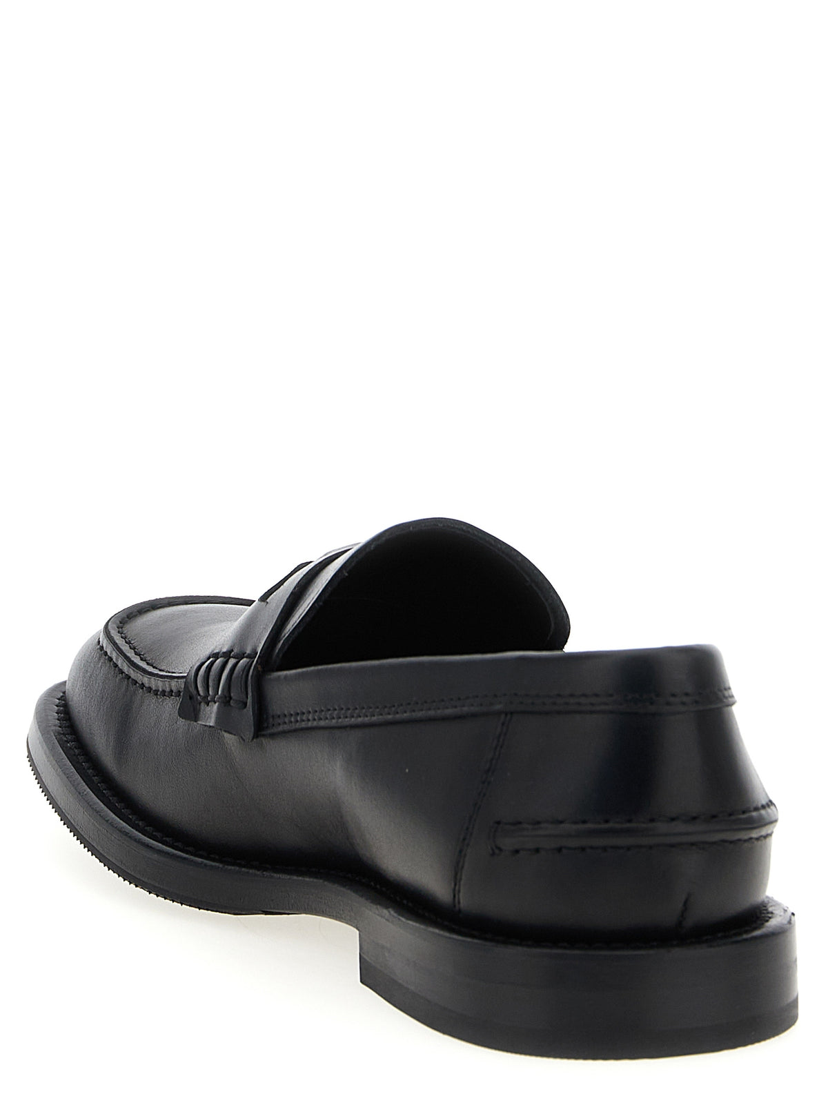 Black Velvet Leather Slip-On Loafers