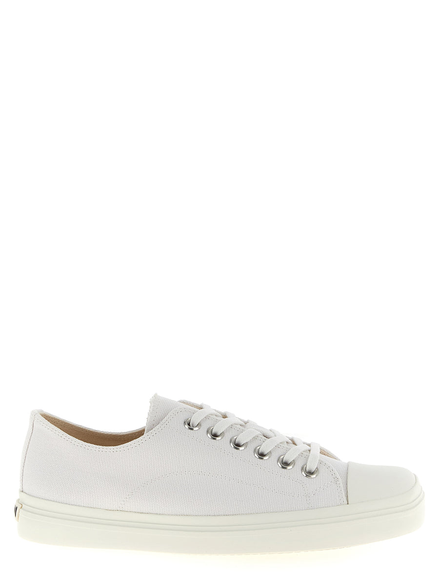 White Cotton Low Top Sneakers