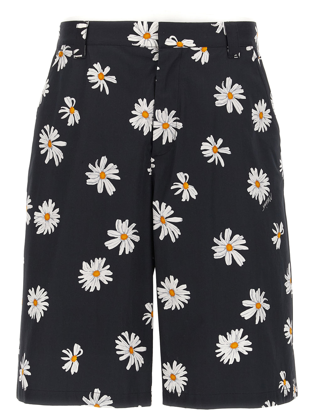 Black Cotton Bermuda Shorts