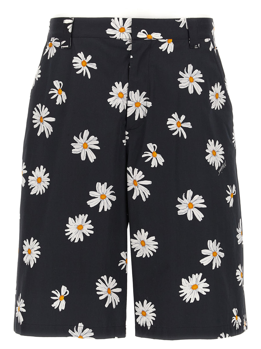 Black Cotton Bermuda Shorts
