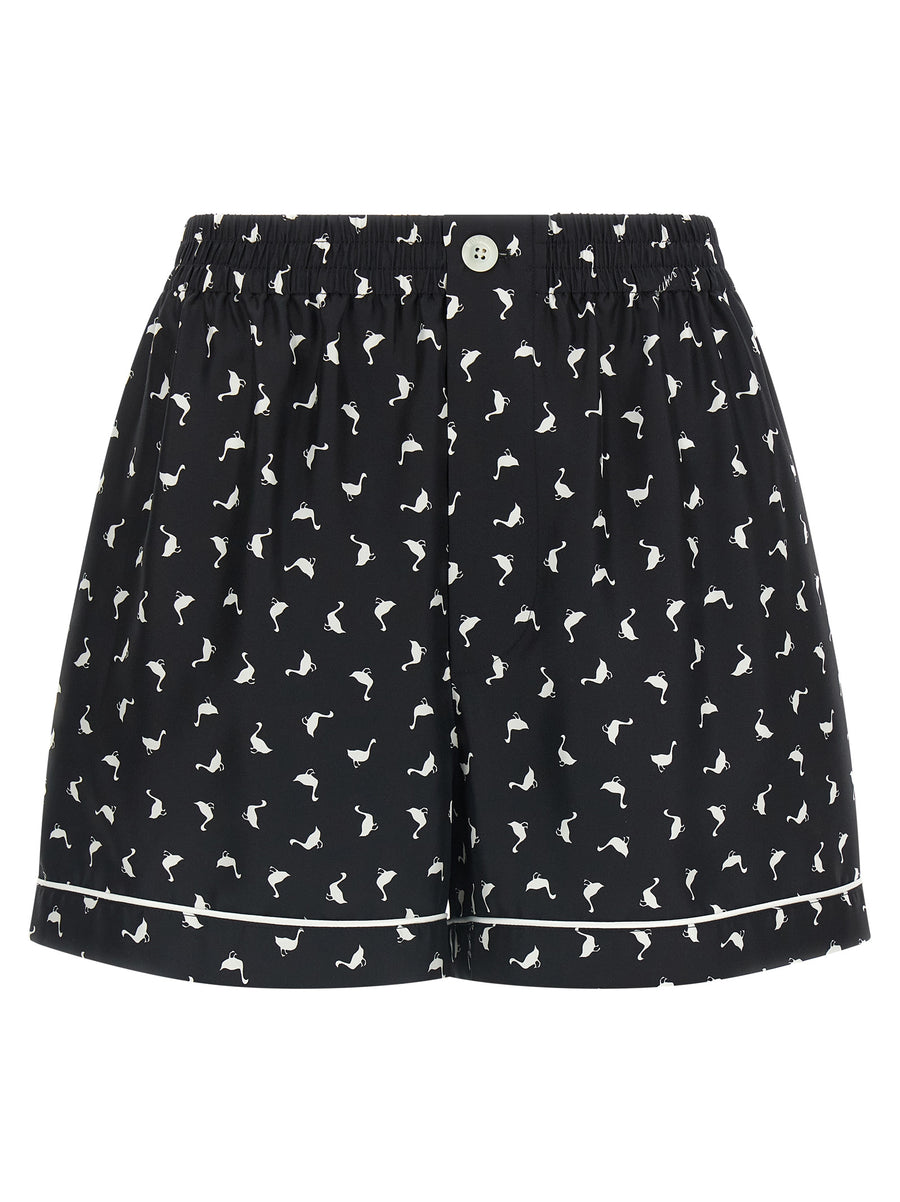 Bicolor Silk Bermuda Shorts