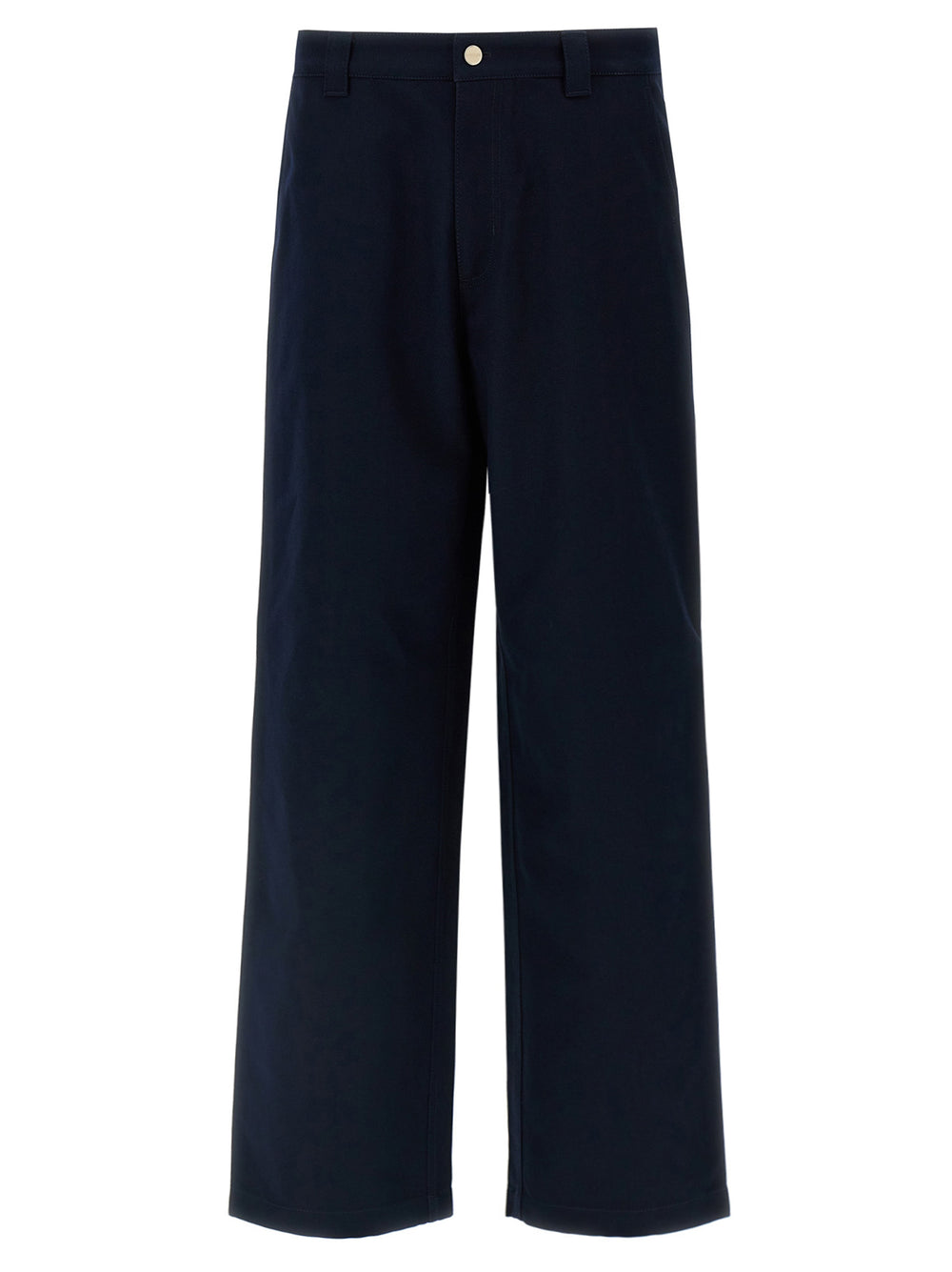 Blue Cotton Casual Pants