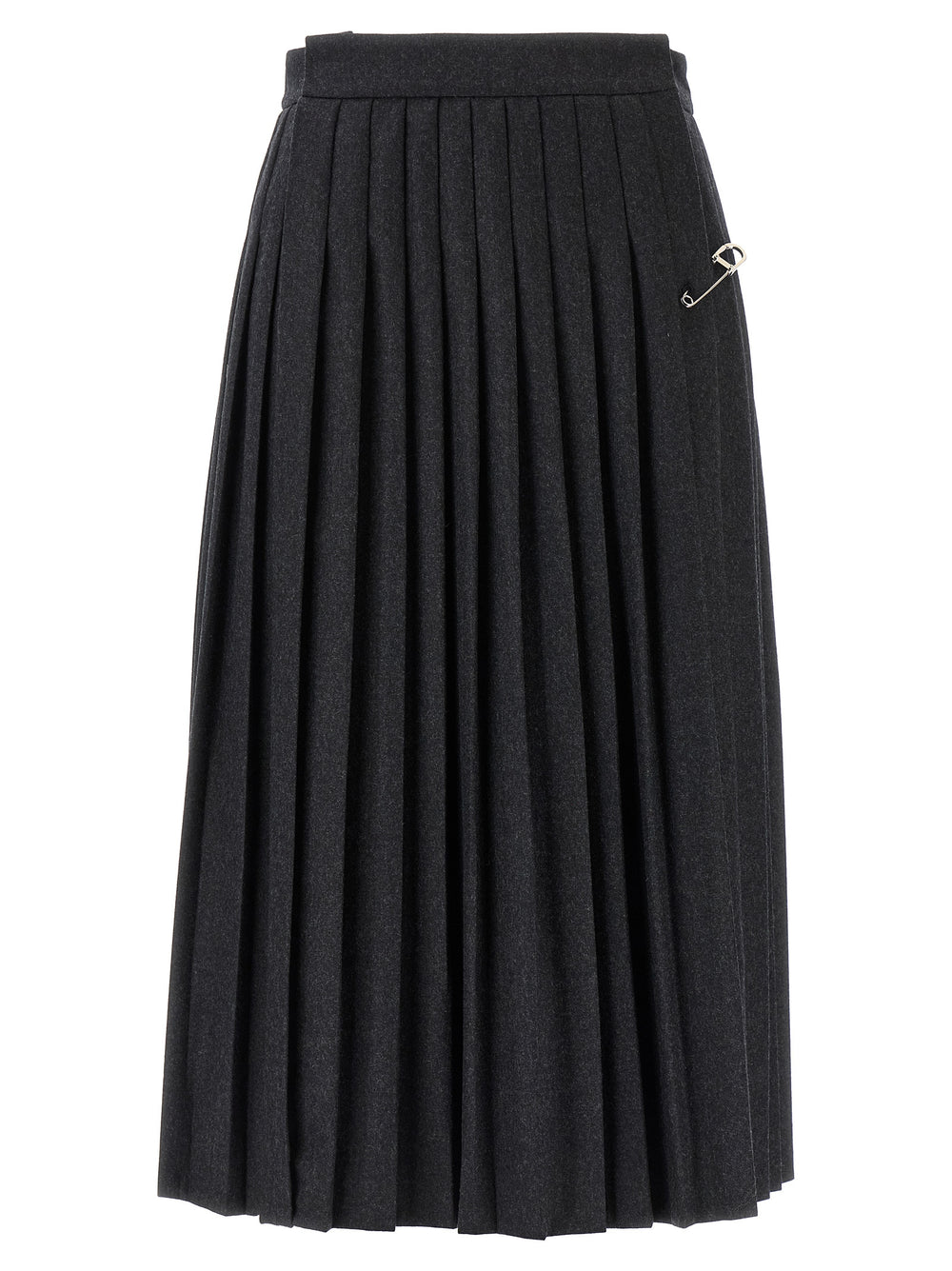 Gray Virgin Wool Midi Skirt