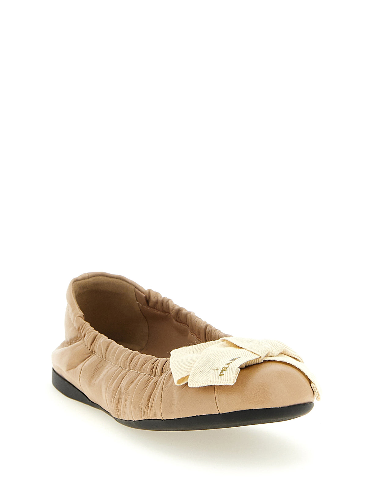 Beige Calfskin Ballet Flats