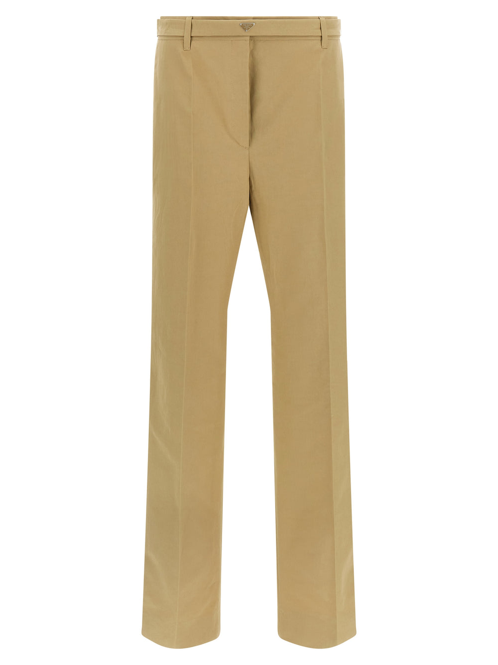 Beige Cotton Casual Pants