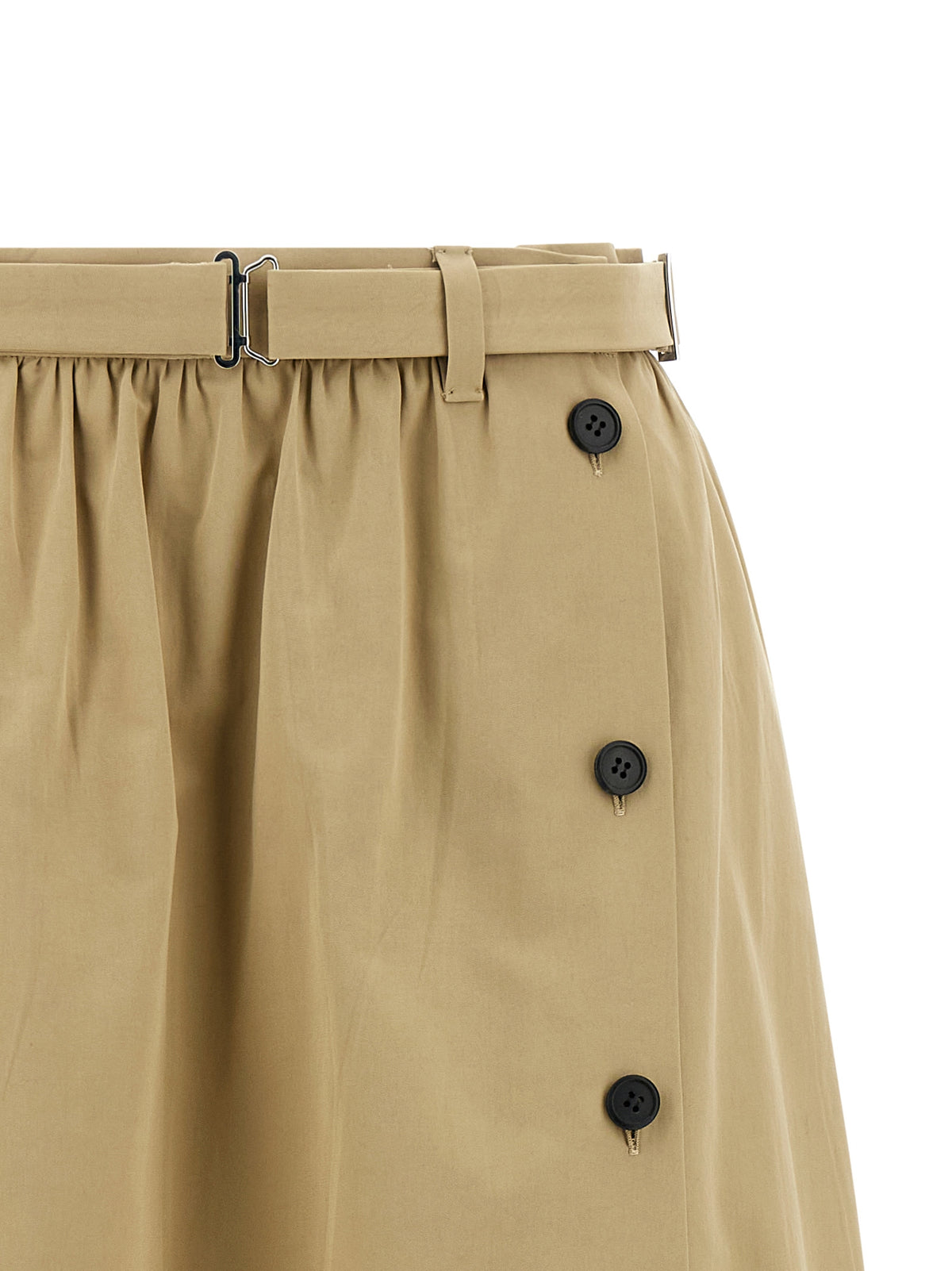 Beige Cotton Midi Skirt