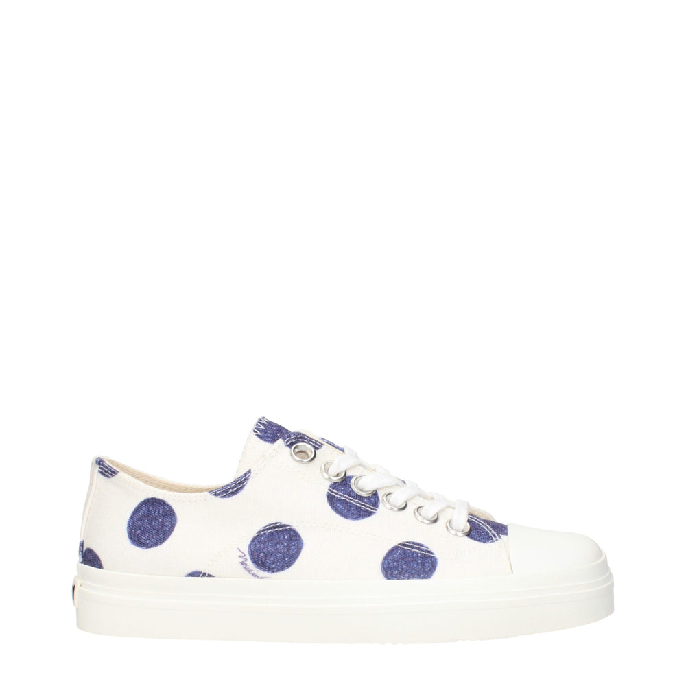 White Fabric Low Top Sneakers